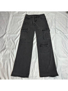 Women's V.I.P. Jeans Cargo Straight Leg Jeans Size 1/2 Black